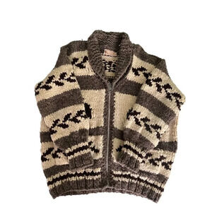 Cowichan Sweater Hill’s Indian Crafts Genuine Chunky Boho Knit Zip Women…